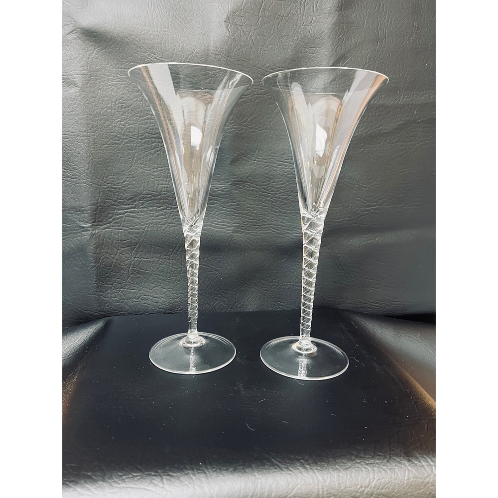 Villeroy & Boch Gallo Air Twist Stem Aquavit Glasses Trumpet Flutes Set of 2
